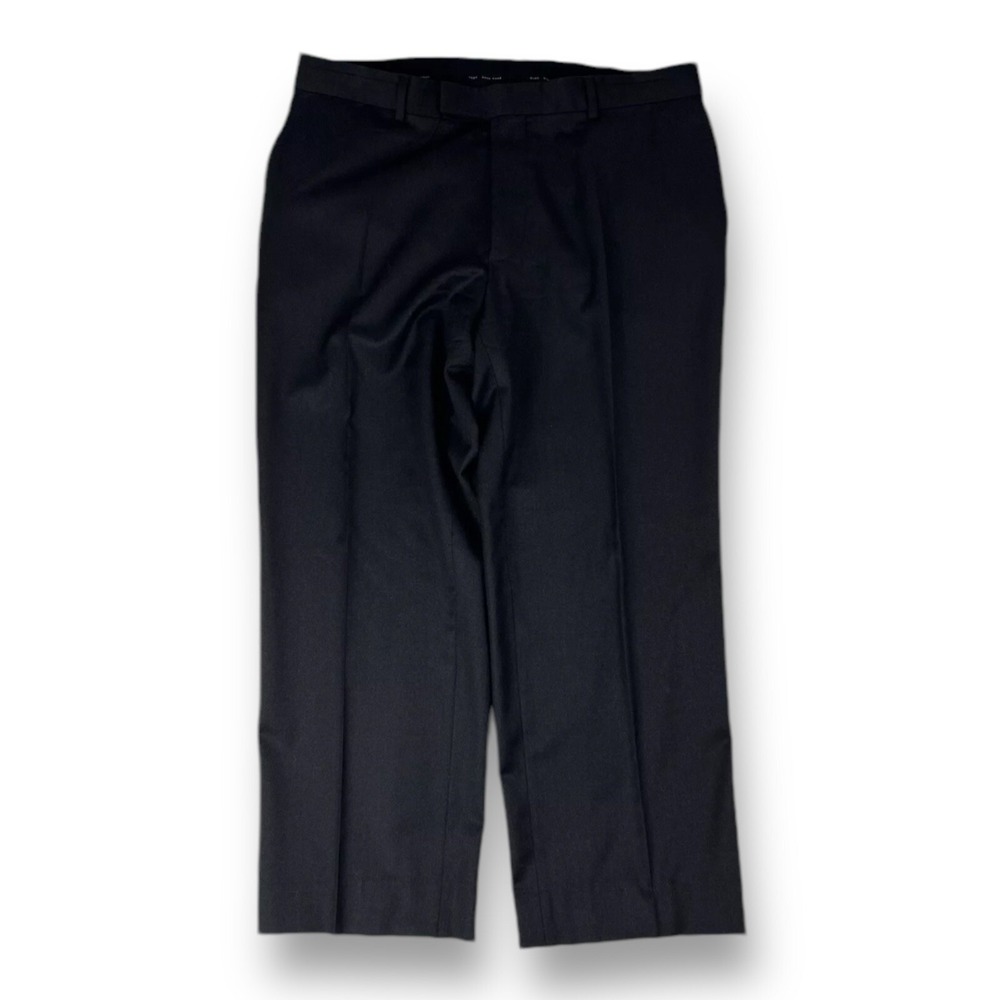 BOSS Hugo Boss Charcoal James Brown Flat Front Wool Dress‎ Pants Mens Size 38X27